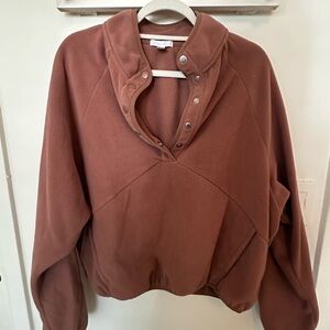 Brown Snap Button Pullover beyond yoga